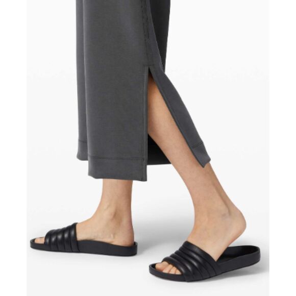 Lululemon Soft Ambitions Wide Leg High Rise Crop Pants Sz 12 Gray Soft Comfort - Picture 3 of 10